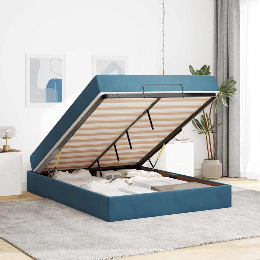 Bedframe Anders Blauw 140 x 200 cm Fluweel