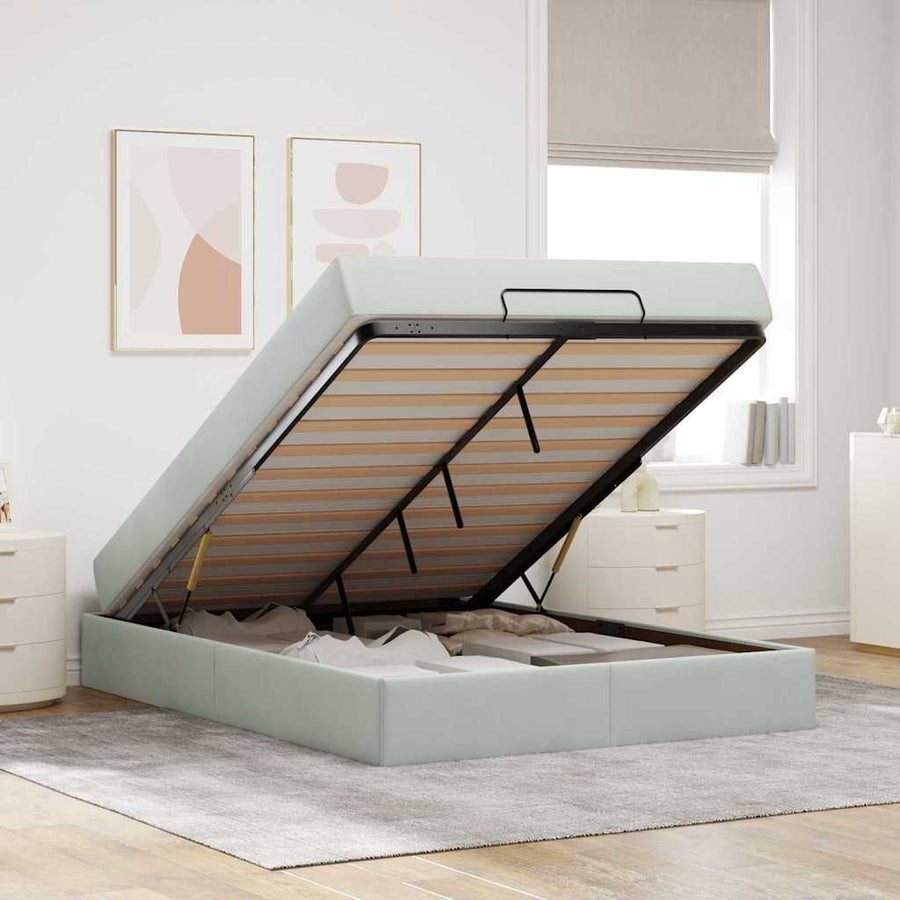 Bedframe Anders Lichtgrijs 160 x 200 cm Fluweel