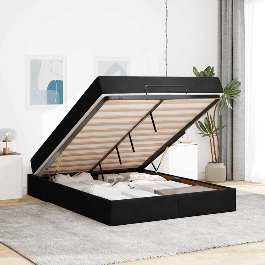 Bedframe Anders Donkergroen en Wit 160 x 200 cm Fluweel
