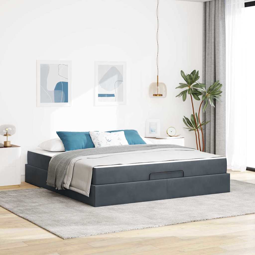 Bedframe Anders Donkergrijs 180 x 200 cm Fluweel