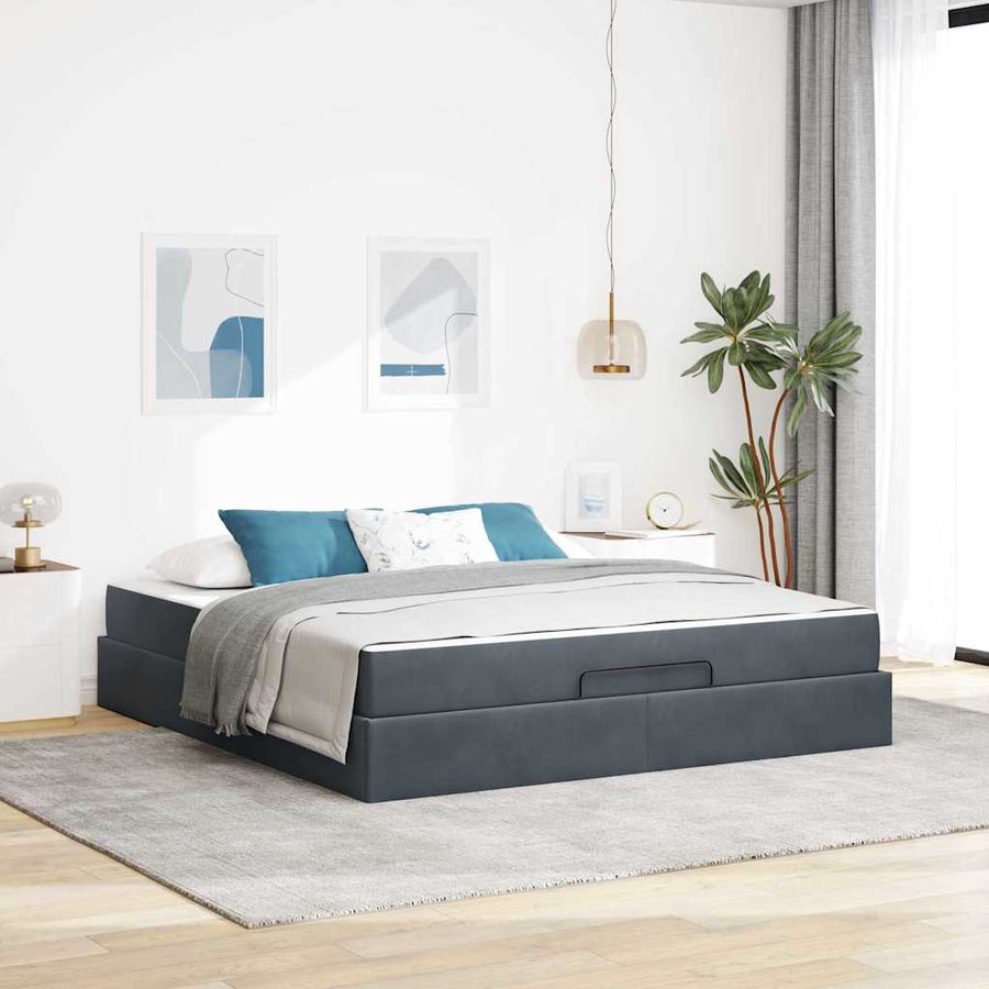 Bedframe Anders Donkergrijs 180 x 200 cm Fluweel