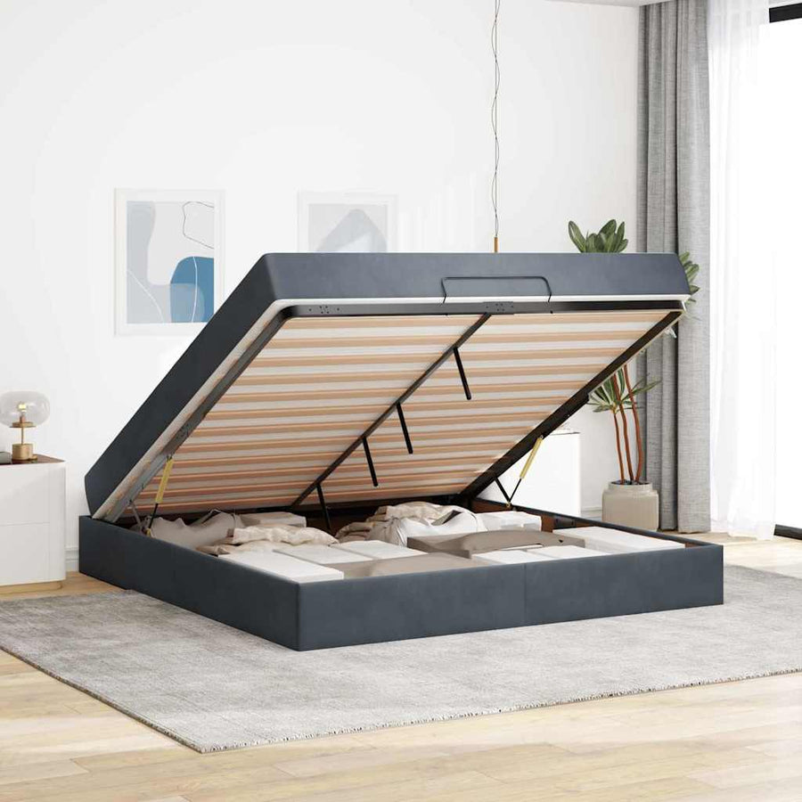 Bedframe Anders Donkergrijs 180 x 200 cm Fluweel