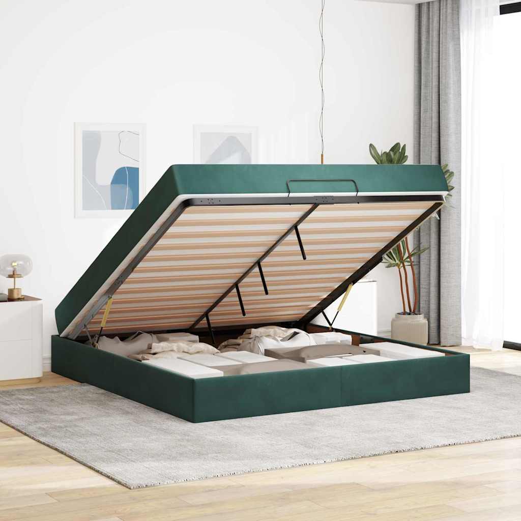 Bedframe Anders Donkergroen 180 x 200 cm Fluweel