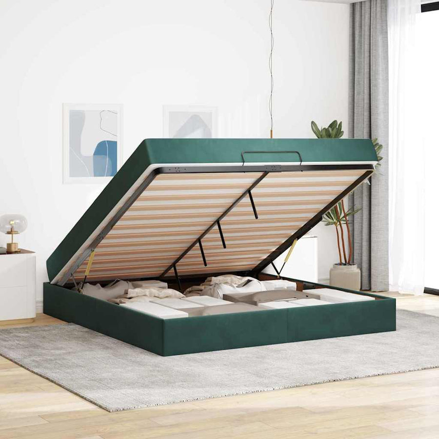 Bedframe Anders Donkergroen 180 x 200 cm Fluweel