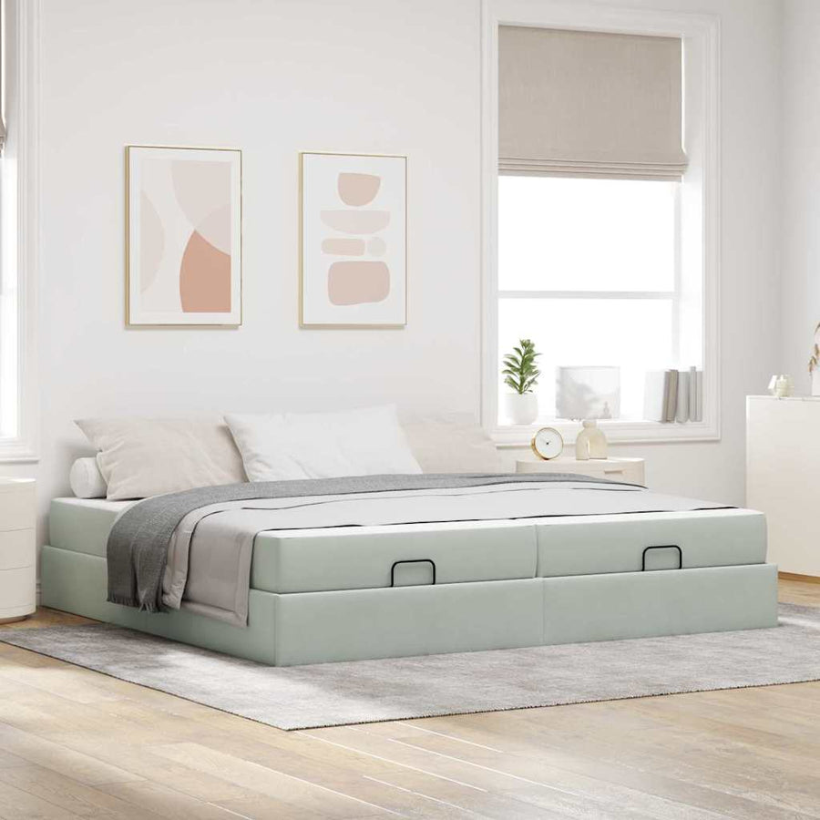 Bedframe Anders Lichtgrijs 200 x 200 cm Fluweel