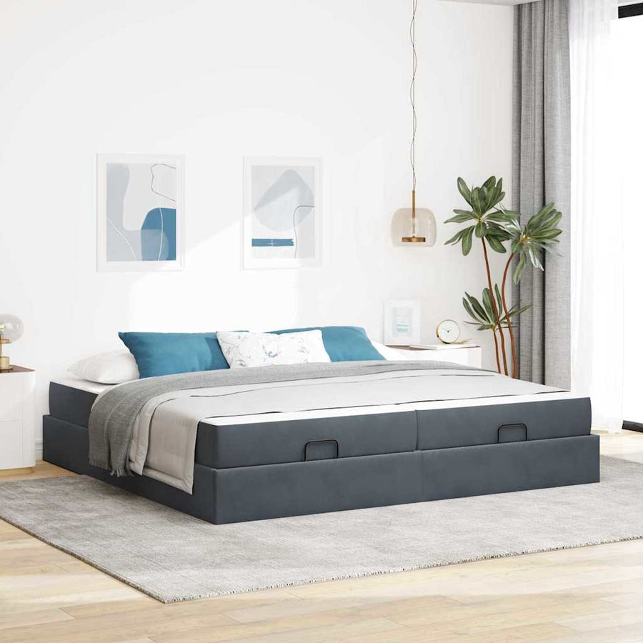 Bedframe Anders Donkergrijs 200 x 200 cm Fluweel