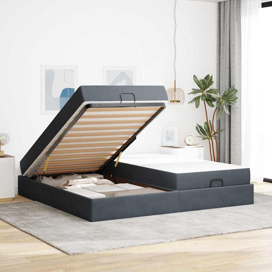 Bedframe Anders Donkergrijs 200 x 200 cm Fluweel