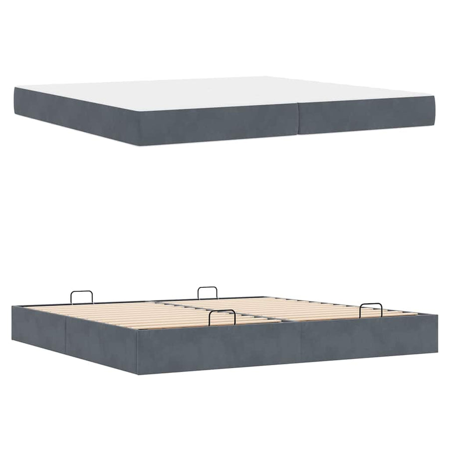 Bedframe Anders Donkergrijs 200 x 200 cm Fluweel