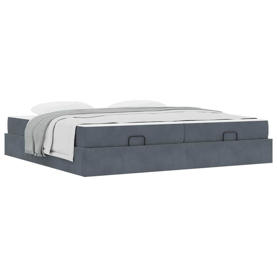 Bedframe Anders Donkergrijs 200 x 200 cm Fluweel