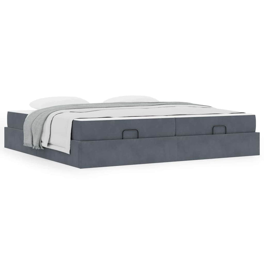 Bedframe Anders Donkergrijs 200 x 200 cm Fluweel