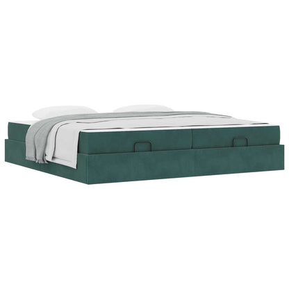Bedframe met matras met matras 2 pcs Groen Fluweel