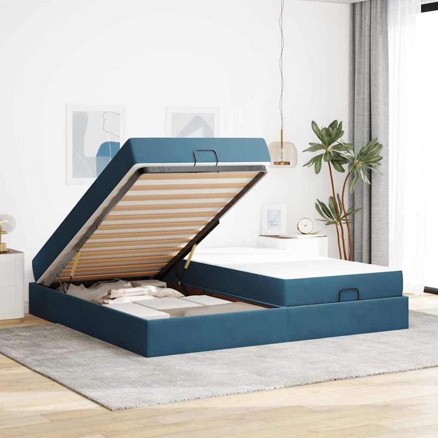 Bedframe Anders Blauw 200 x 200 cm Fluweel