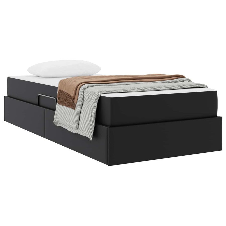 Opslag bed met matras met matras met opslag 2 pcs Zwart Leer