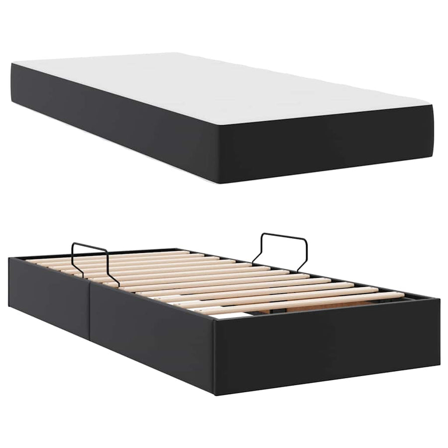 Opslag bed met matras met matras met opslag 2 pcs Zwart Leer