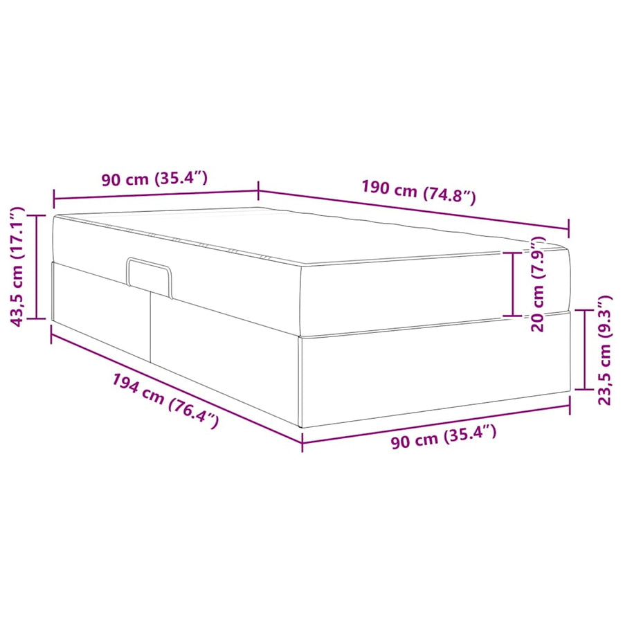 Opslag bed met matras met matras met opslag 2 pcs Zwart Leer