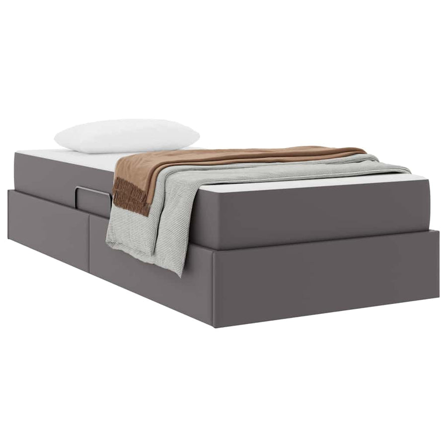Opslag bed met matras met matras met opslag 2 pcs Grijs Leer