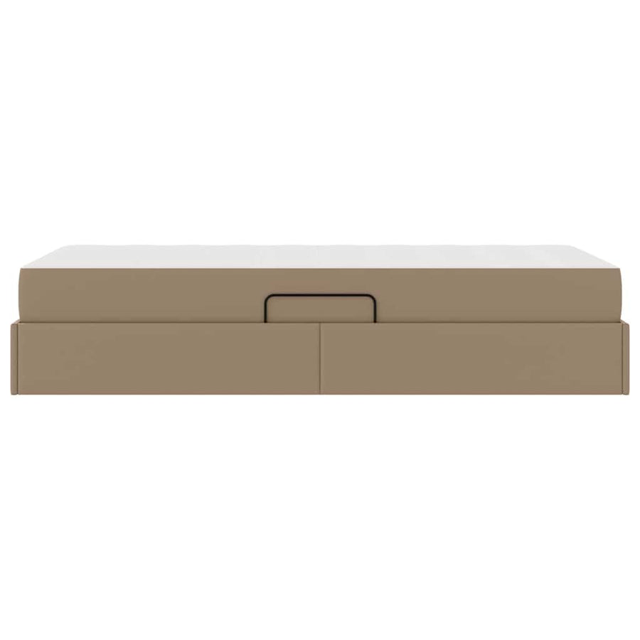 Opslag bed met matras met matras 2 pcs Cappuccino Leer