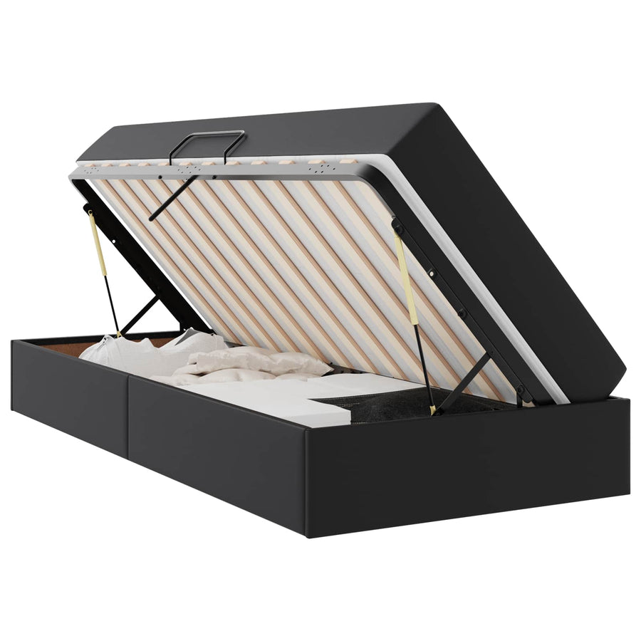 Opslag bed met matras met matras met opslag 2 pcs Zwart Leer