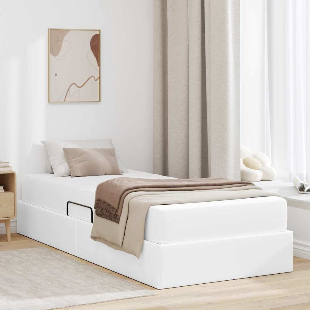 Opslag bed met matras met matras met opslag 2 pcs Wit Leer