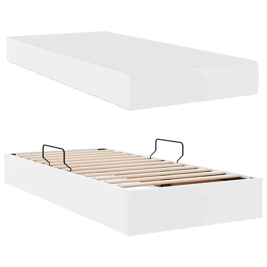 Opslag bed met matras met matras met opslag 2 pcs Wit Leer