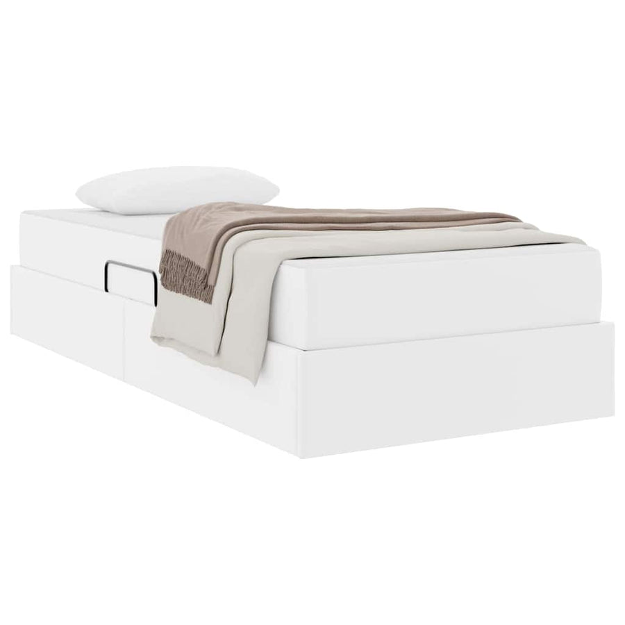 Opslag bed met matras met matras met opslag 2 pcs Wit Leer