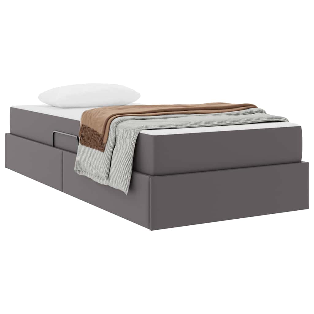 Opslag bed met matras met matras met opslag 2 pcs Grijs Leer