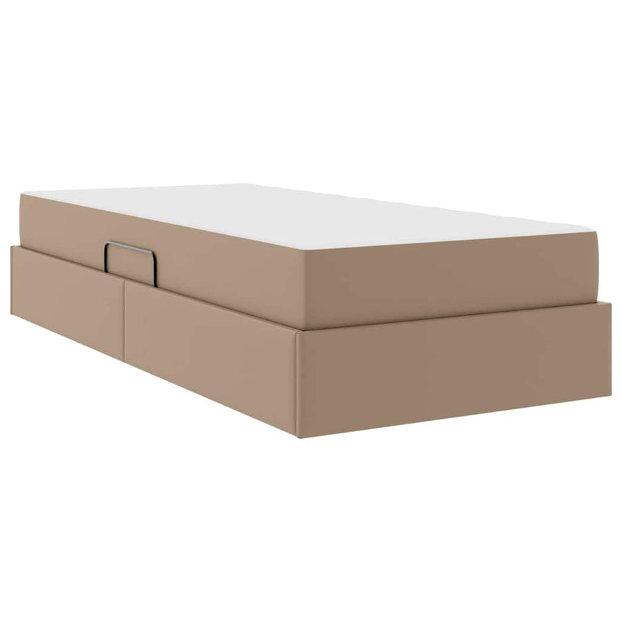 Opslag bed met matras met matras 2 pcs Cappuccino Leer