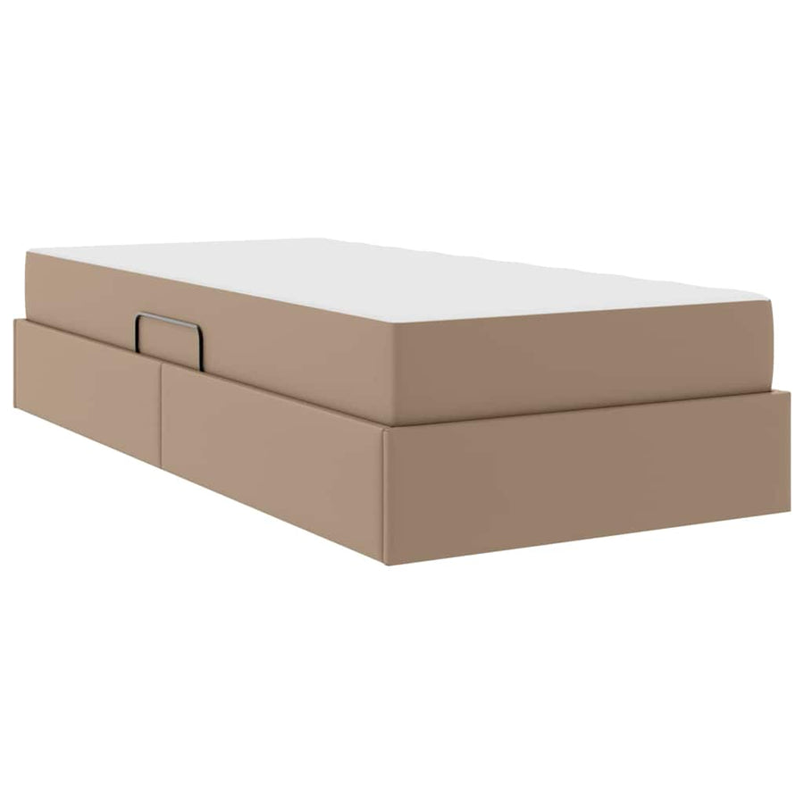 Opslag bed met matras met matras 2 pcs Cappuccino Leer