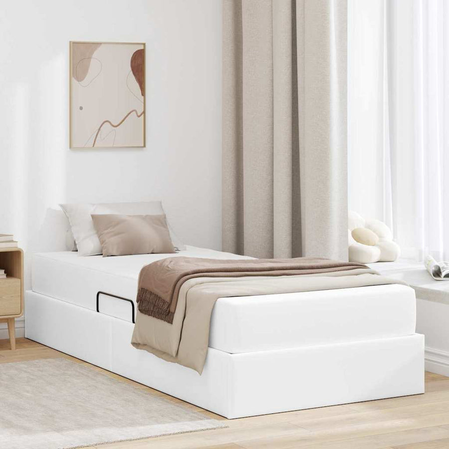 Opslag bed met matras met matras met opslag 2 pcs Wit Leer