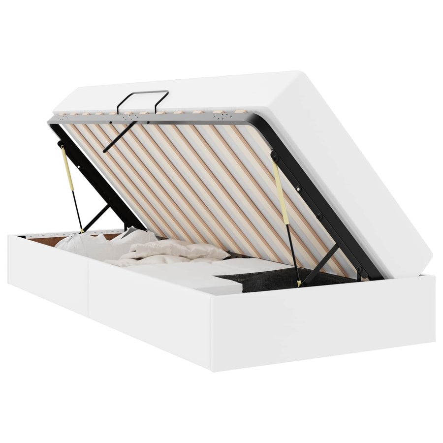 Opslag bed met matras met matras met opslag 2 pcs Wit Leer