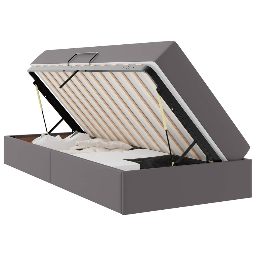 Opslag bed met matras met matras met opslag 2 pcs Grijs Leer
