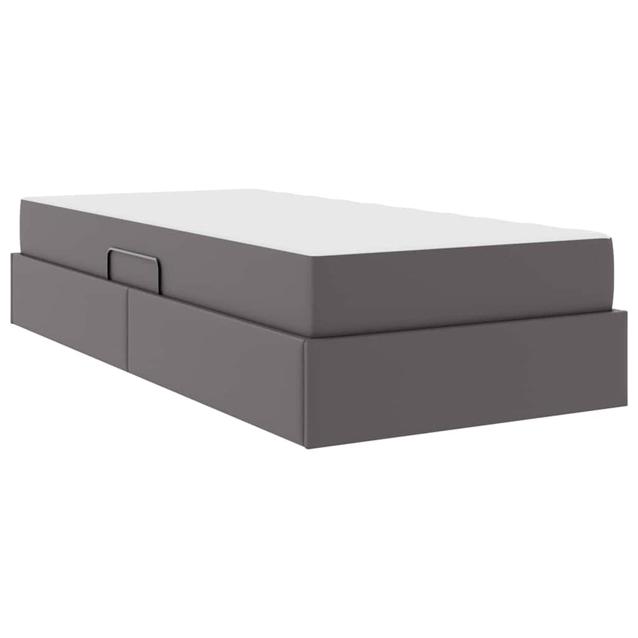 Opslag bed met matras met matras met opslag 2 pcs Grijs Leer