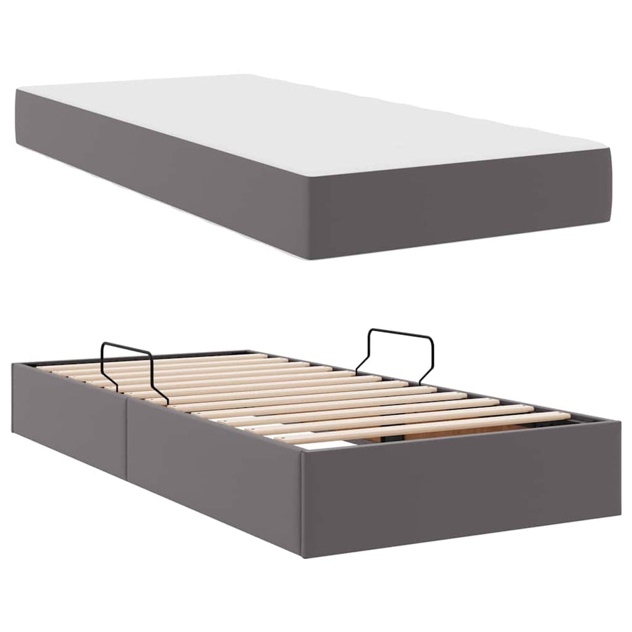 Opslag bed met matras met matras met opslag 2 pcs Grijs Leer