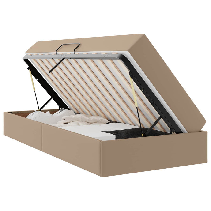 Opslag bed met matras met matras 2 pcs Cappuccino Leer