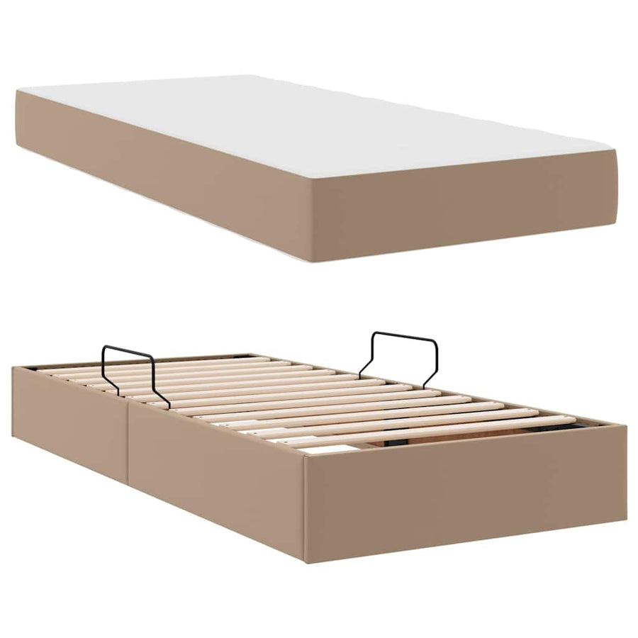 Opslag bed met matras met matras 2 pcs Cappuccino Leer