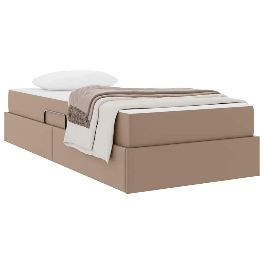 Opslag bed met matras met matras 2 pcs Cappuccino Leer