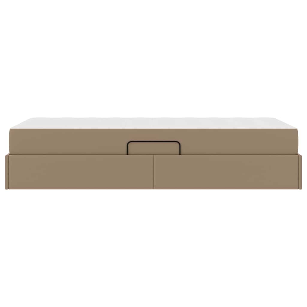 Opslag bed met matras met matras 2 pcs Cappuccino Leer