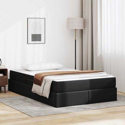 Opbergbed met matras met matras Zwart 120 x 190 cm Nep Leer