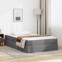 Opbergbed met matras met matras Grijs 120 x 190 cm Nep Leer