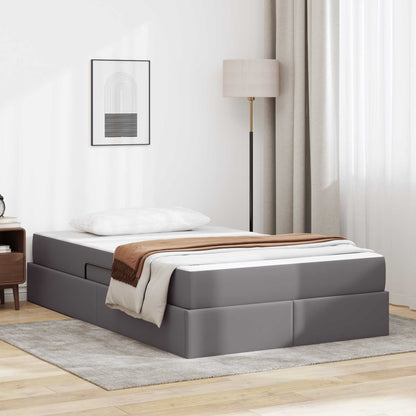 Opbergbed met matras met matras Grijs 120 x 190 cm Nep Leer