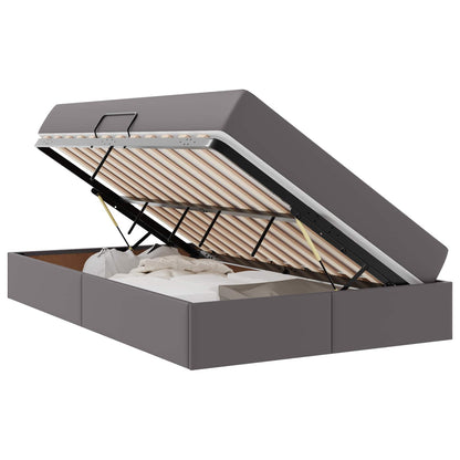 Opbergbed met matras met matras Grijs 120 x 190 cm Nep Leer