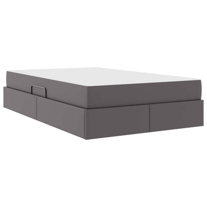 Opbergbed met matras met matras Grijs 120 x 190 cm Nep Leer