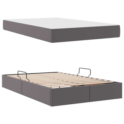 Opbergbed met matras met matras Grijs 120 x 190 cm Nep Leer