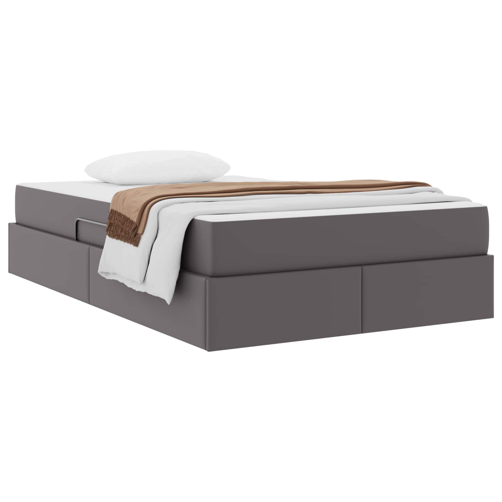 Opbergbed met matras met matras Grijs 120 x 190 cm Nep Leer