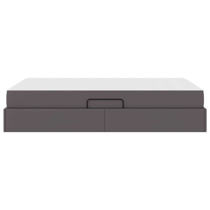 Opbergbed met matras met matras Grijs 120 x 190 cm Nep Leer