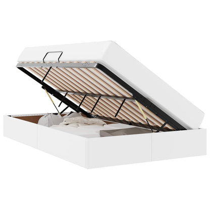 Opbergbed met matras met matras Wit 120 x 200 cm Nep Leer