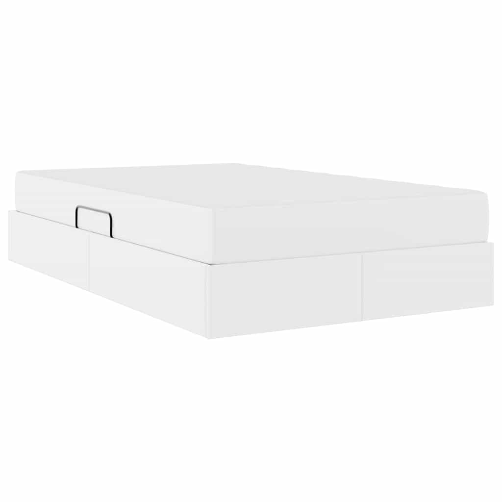 Opbergbed met matras met matras Wit 120 x 200 cm Nep Leer