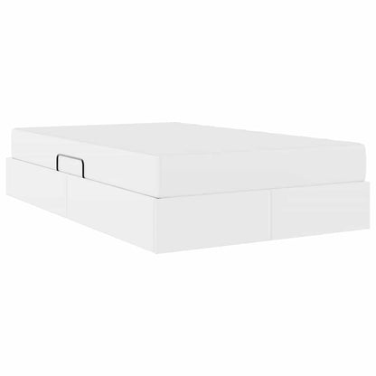 Opbergbed met matras met matras Wit 120 x 200 cm Nep Leer