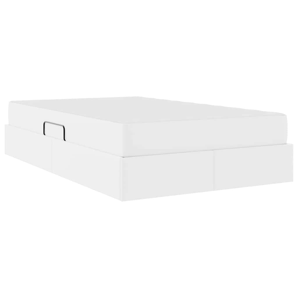 Opbergbed met matras met matras Wit 120 x 200 cm Nep Leer