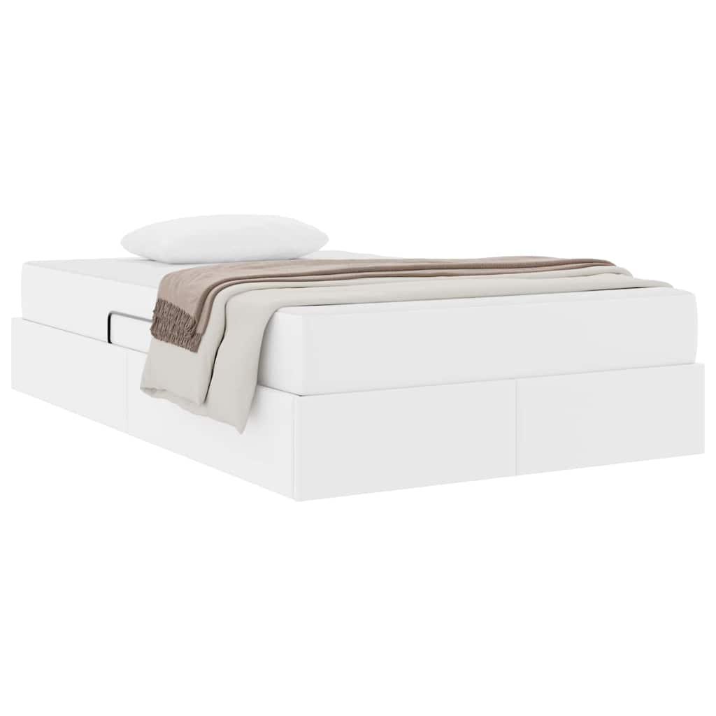 Opbergbed met matras met matras Wit 120 x 200 cm Nep Leer
